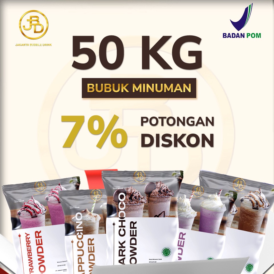 

Termurah dan terbaik Paket Hemat 50 Pcs 1Kg - Bubuk Minuman Jakarta Bubble Drink All Varian Rasa Mix 50 Pcs 