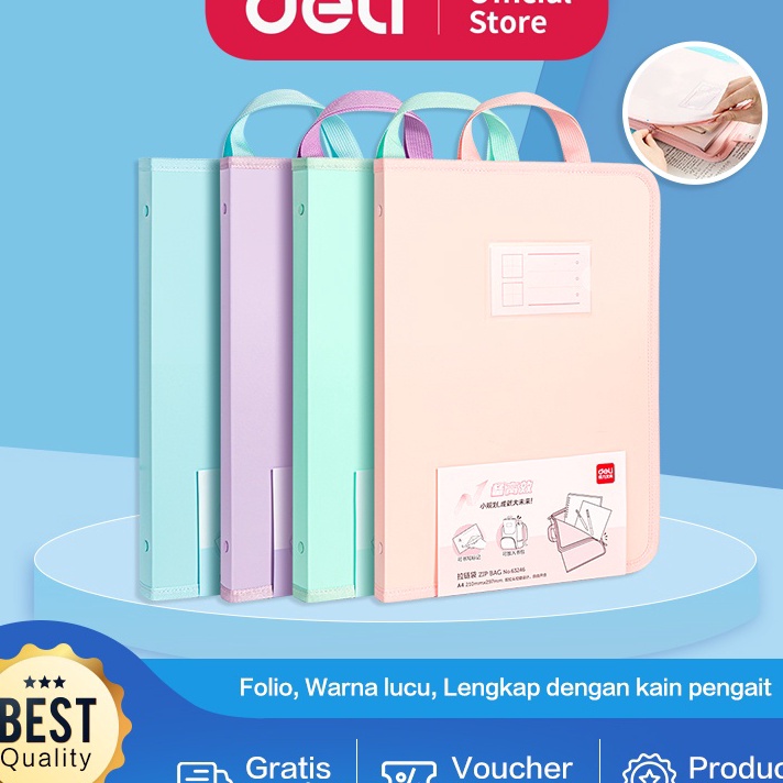 

[LPW/♥) Deli Zip Bag / Map Tas Folder Retsleting Ukuran A4 Lucu 63246 / virral☼
