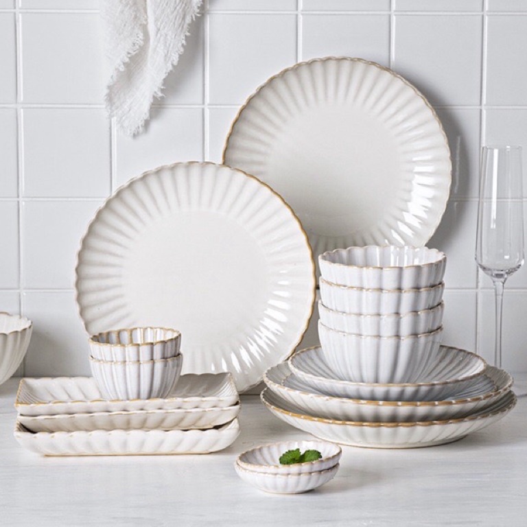 Best Seller.. PIRING MAKAN KERAMIK PUTIH MILANO CORAL