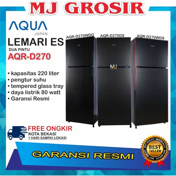 KULKAS AQUA JAPAN AQRD 270 LEMARI ES 2 PINTU AQRD270 LOW WATT