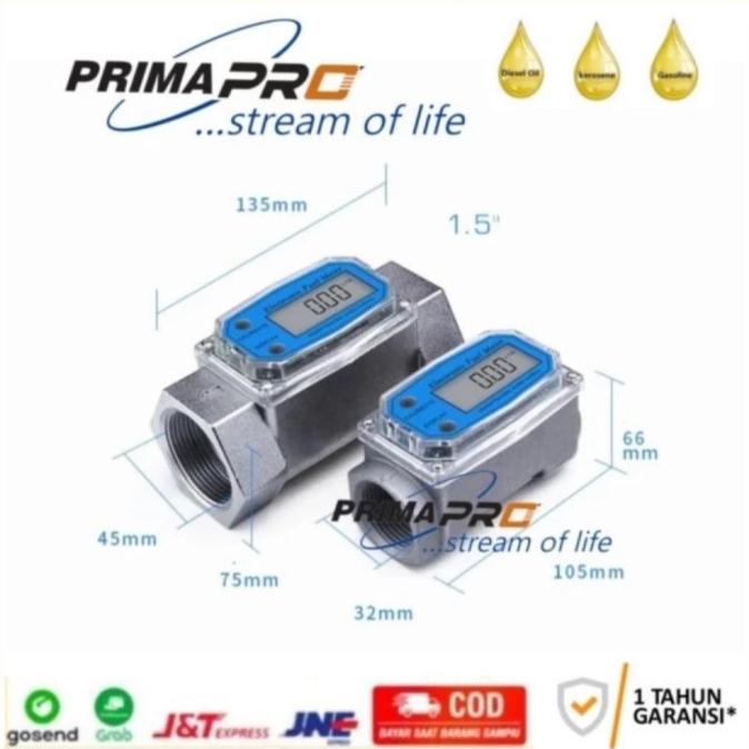Digital Flow Meter Turbine 1 Inch Flow Meter Solar/Air Digital 1"
