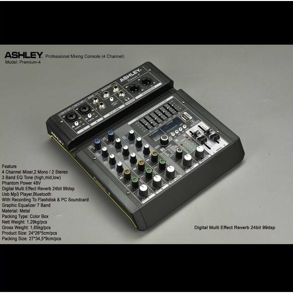 BARU MIXER AUDIO ASHLEY PREMIUM4 4CH PREMIUM 4 USB-BLUETOOTH-REVORDING TO PC NEW