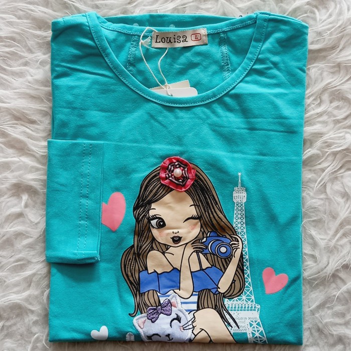 Kaos Lengan Panjang Anak Cewe/Kaos Louisa Anak Perempuan/Atasan Anak
