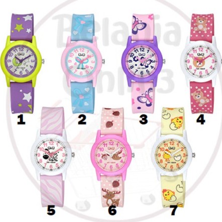 BAYAR DITEMPAT Jam Tangan Anak Q&Q QQ QNQ Original V22A Analog Wanita Karet Anti Air /JAM TANGAN
