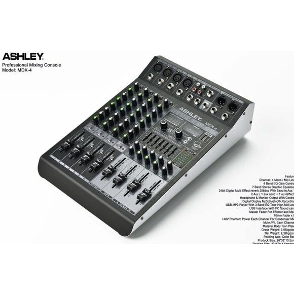 AUDIO MIXER ASHLEY MDX4 4 CHANNEL USB-MP3-BLUETOOTH ORIGINAL MDX 4 MURAH