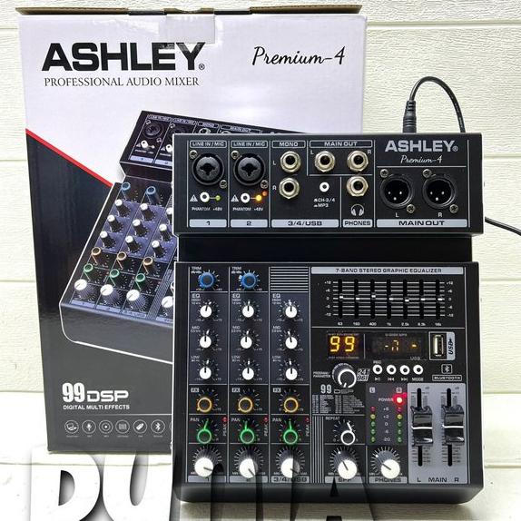Mixer Ashley Premium 4 Original 4 Channel Bluetooth - USB With Soundcard dunia sound