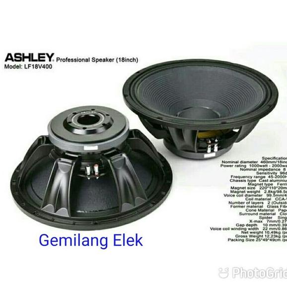GARANSI Speaker ASHLEY 18 inch LF18V400 ORIGINAL