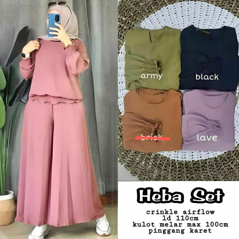 Promo Mumu - Heba Set Setelan Kulot Crinkle Kekinian Viral Bisa Cod