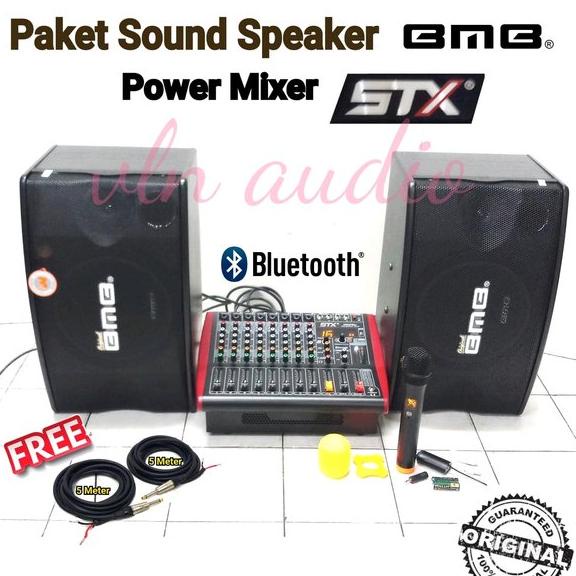 GARANSI paket sound speaker BMB 10IN + power mixer STX MMP8U (BLUETOOTH).