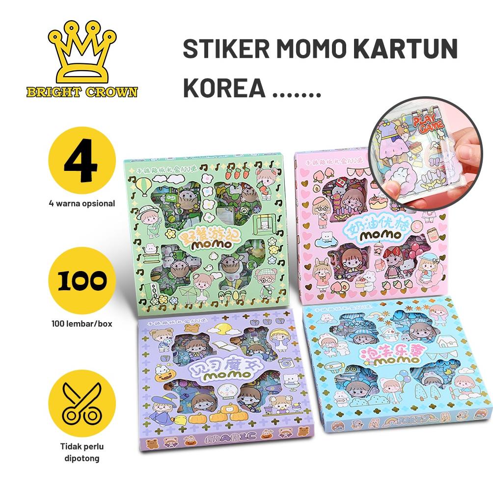 

Terbaru Bright Crown Stiker Momo Motif Kartun Korea Lucu Dapat Box Isi 100 Lembar/ Sticker Momo Cute Aesthetic Waterproof Dekorasi Handbook Scrapbook Diy