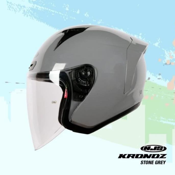 NJS KRONOZ STONE GREY SOLID | Helm half face kronoz abu original