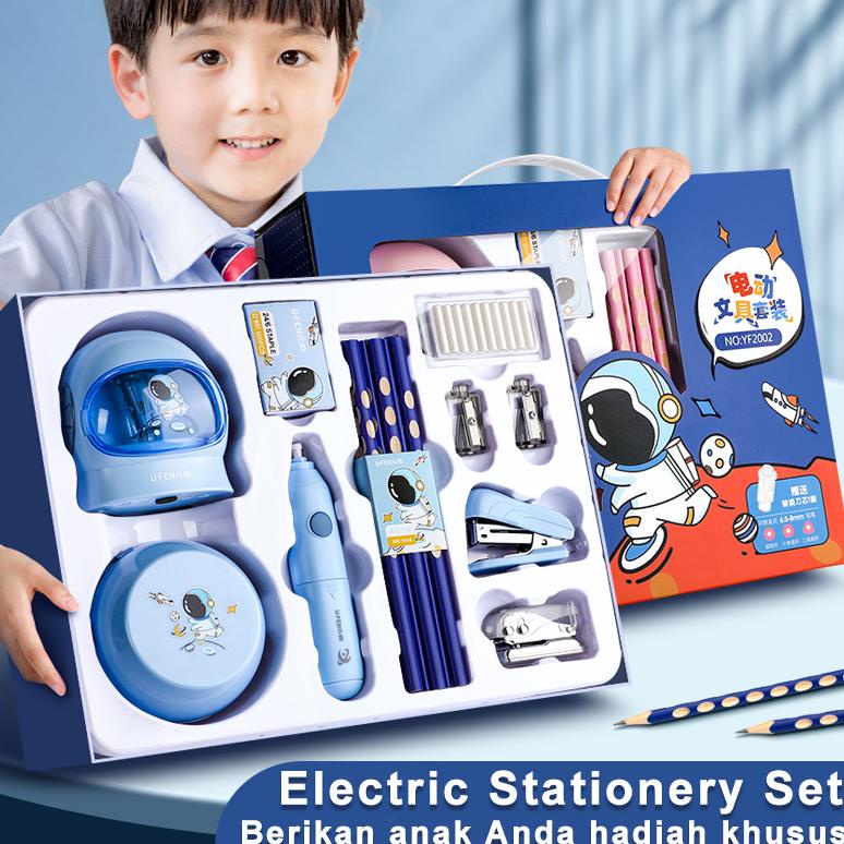 

Electric Stationery Set set Alat Tulis Elektrik Rautan Penghapus Vacuum Pensil 11In1 sekolah sets