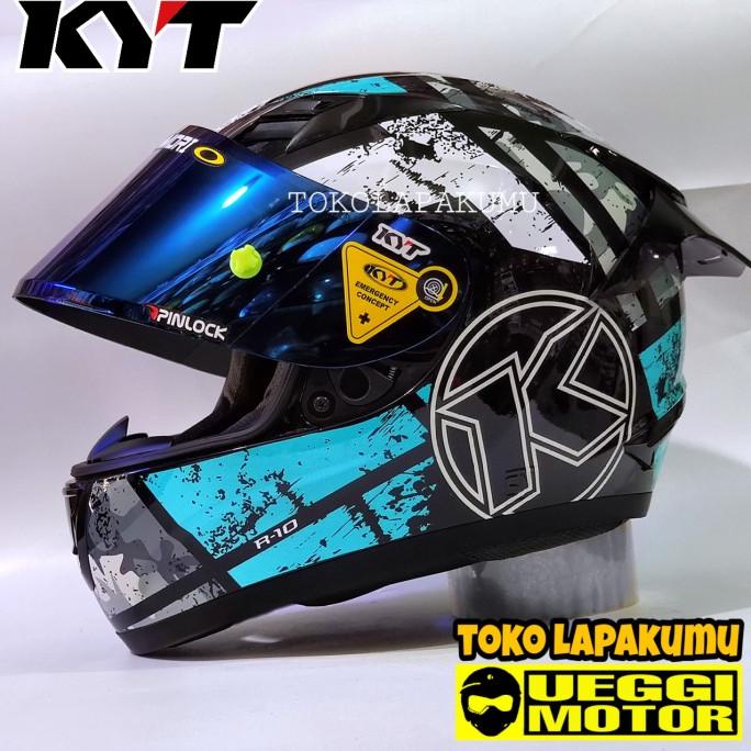 KYT R10 SERI 3 AQUA BLUE PAKET GANTENG