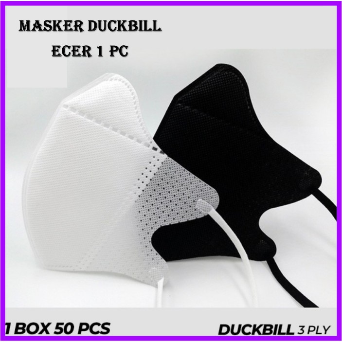 Masker Duckbill / Masker Duckbill Sensi Facemask Eceran 1 pc Kemenkes Anak Hijab Alkindo Hitam Carei