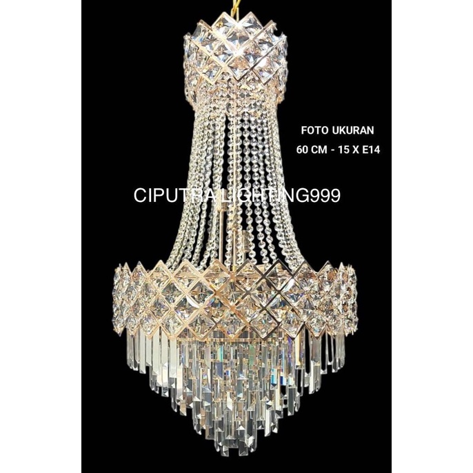 Lampu Gantung Hias Void Kristal Klasik Modern Diameter 80 Cm Elegan Storelolly