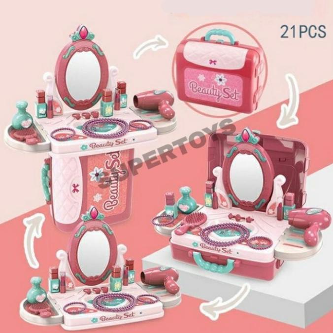 Mainan Make Up Anak Perempuan Set Koper Makeup Meja Rias Salon Salonan