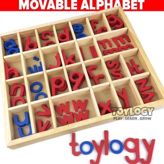 Mainan Edukasi Anak Movable Alphabet Abjad Huruf ABC Montessori Kayu