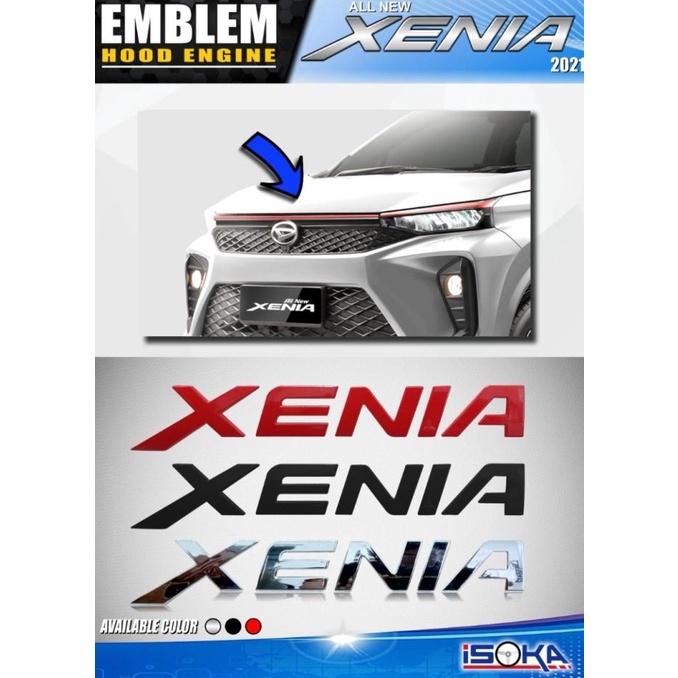 Emblem Kap Mesin Tulisan Xenia Emblem Huruf Xenia Original