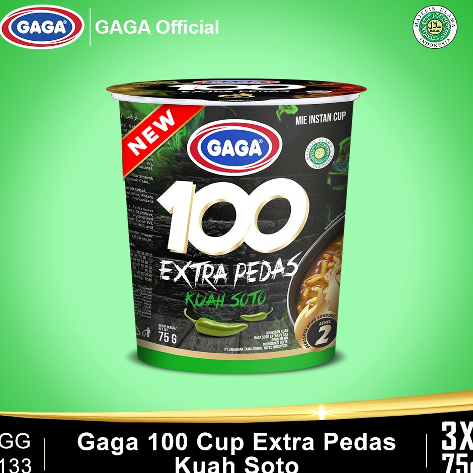 

NKKR5253 GAGA 100 Cup Extra Pedas Kuah Soto 3 Pcs (GG133)