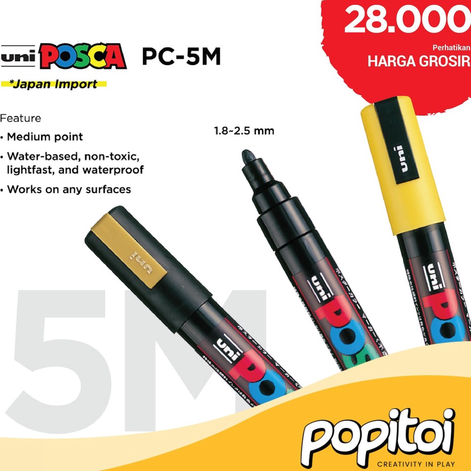 

QLBT6222 Ready Stok UNI POSCA PC-5M Paint Marker (Medium Point) Spidol warna warni PC 5M PC5M