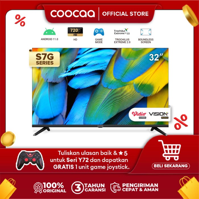 [Tukar Tambah Tv] Android 11.0 Coocaa 32 Inch Smart Led Tv (32S7G)