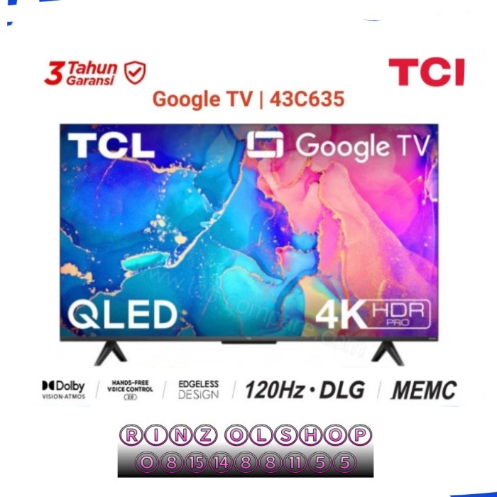 Tv Led Tcl 43C635 Google Tv Uhd 4K Qled Hdr Onkyo Sound C635