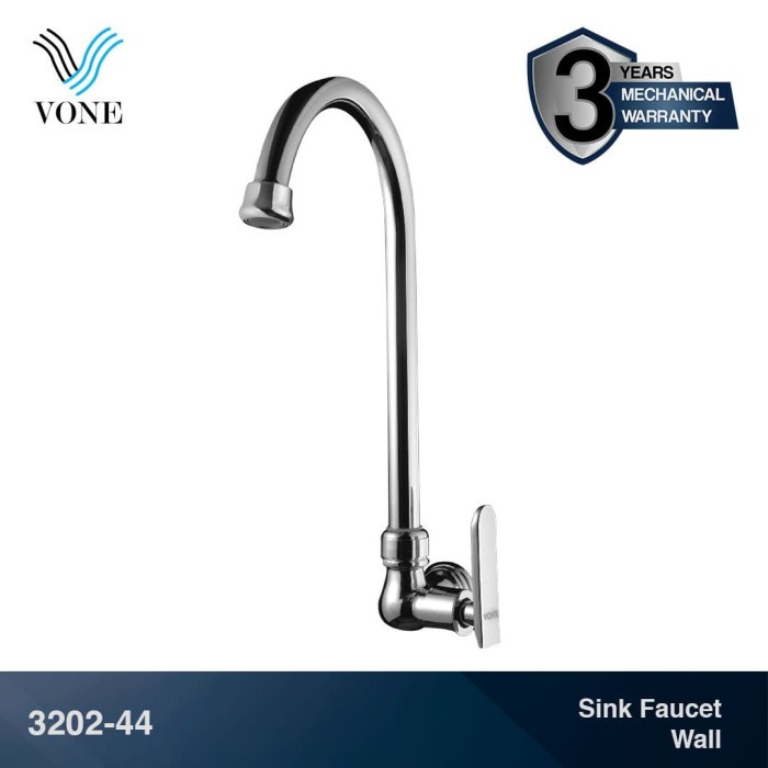 VONE 3202-44 KERAN KRAN AIR ANGSA CUCI PIRING DINDING TEMBOK CHROME ORIGINAL