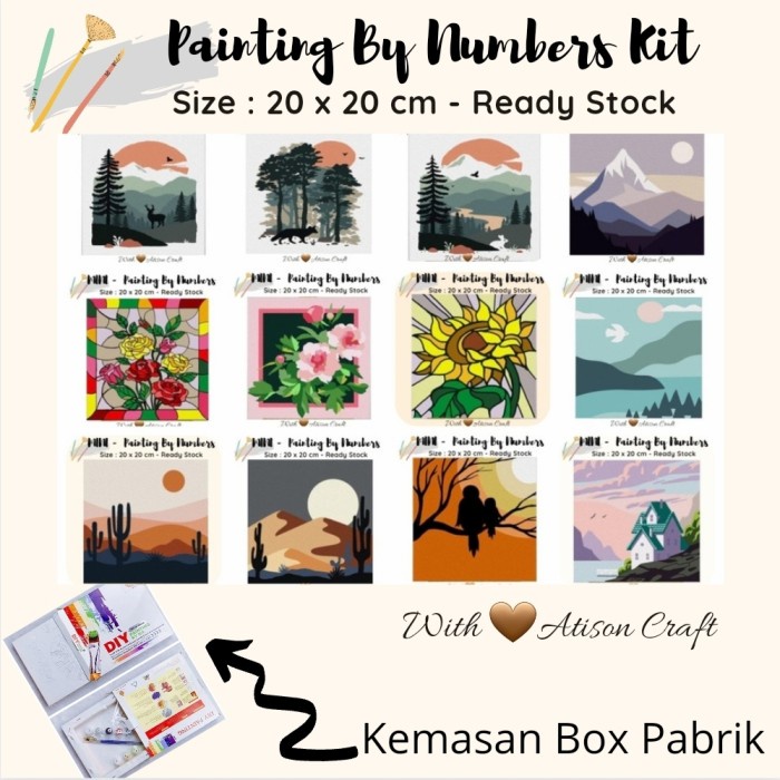 

Mini Paint By Numbers Kit 20 X 20 Cm With Frame Dan Box Pabrik
