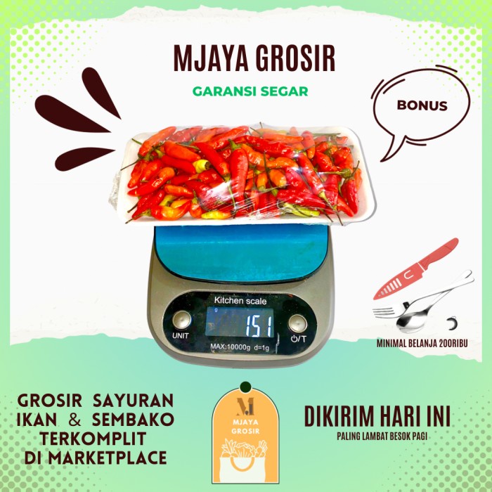 

Cabe Rawit Merah ORI 500gr - 150 gram