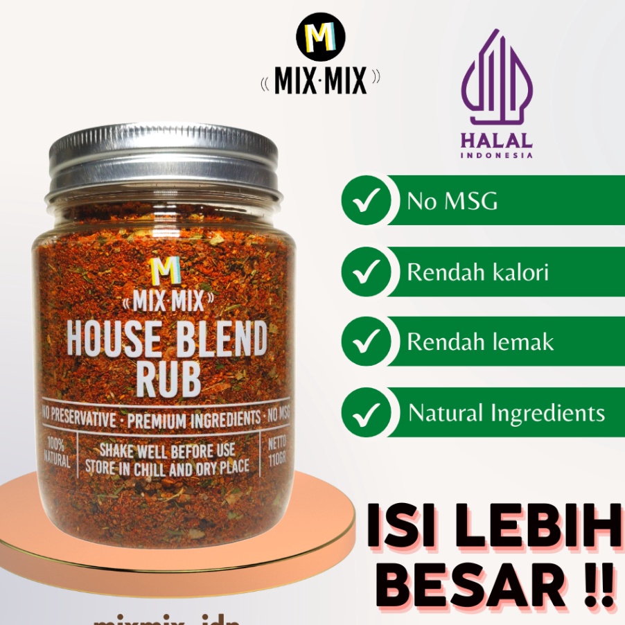 

✨Original✨ Mixmix Bumbu Marinasi Serba Guna Rendah Lemak House Blend Rub Spices Cajun Seasoning BBQ Grill 110 GRAM buruan