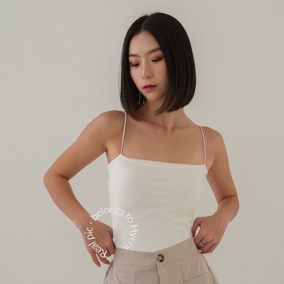 Recomended.. [ HYERIES ] Sora tanktop / Tank top wanita tali kecil leher kotak / Tanktop tali spaget