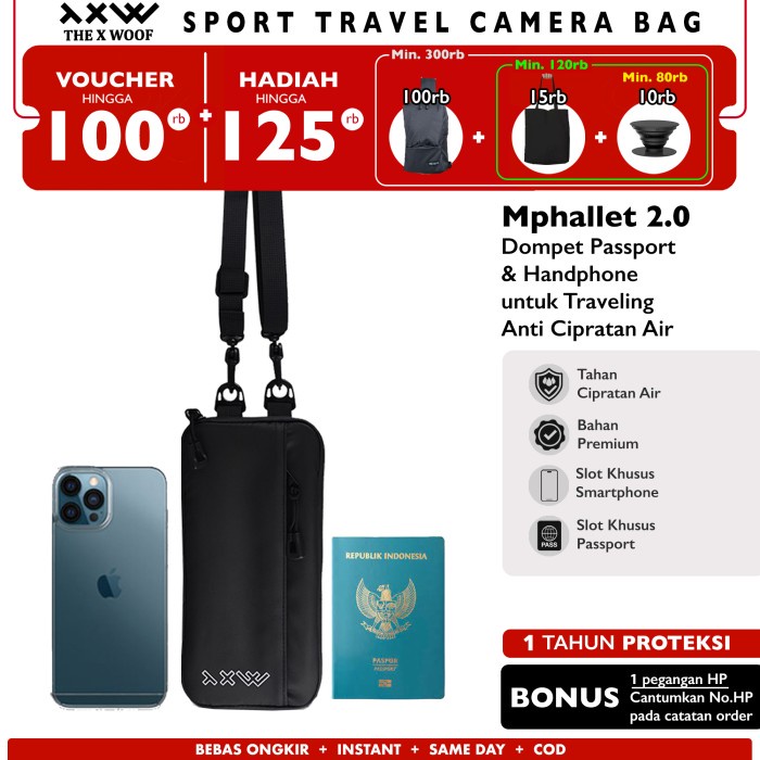 DOMPET PASSPORT PASPOR HP WATERPROOF THE X WOOF MPHALLET2