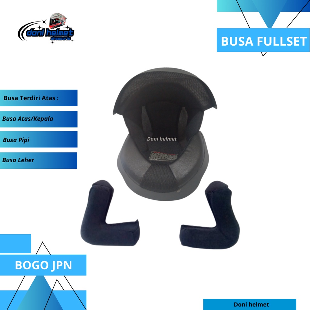 Busa Helm Bogo Jpn S M L Fullset Kancing Besi Plastik S M L Custom Half Face