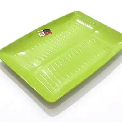 Piring Hijau Motif Serat Daun Segi Kotak Jumbo Besar Melamin Premium Golden Dragon 10" Piring Saji S