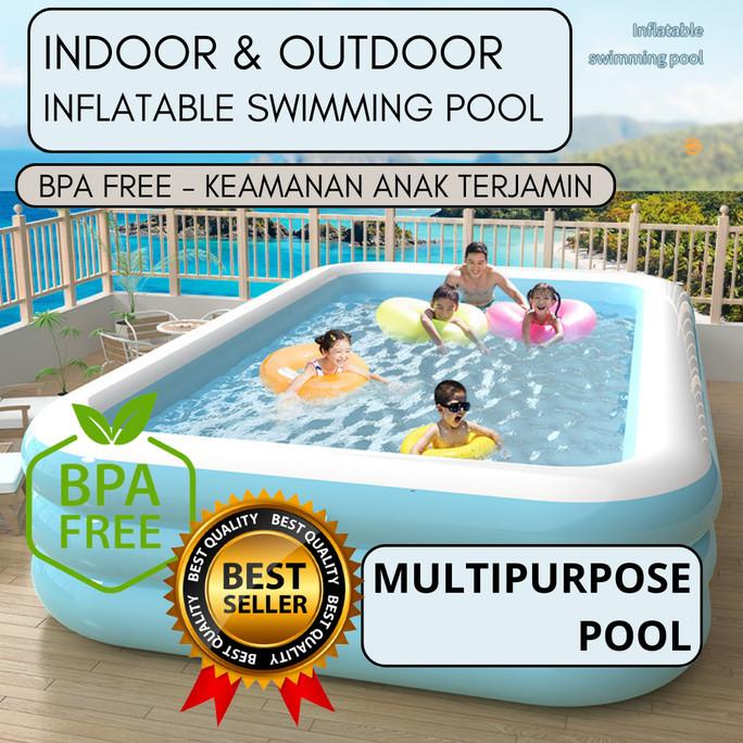 KOLAM RENANG KARET ANAK/DEWASA JUMBO KOLAM POMPA TIUP INFLATABLE POOL