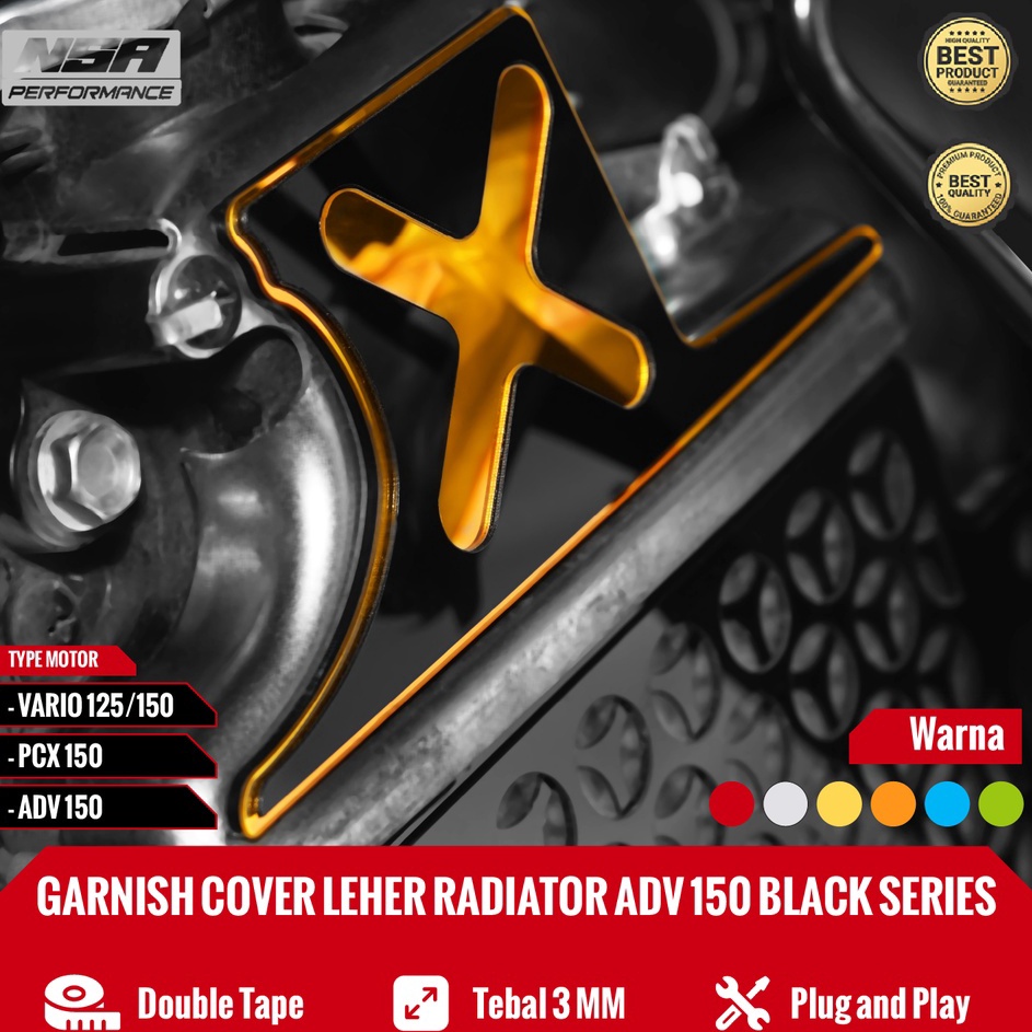 NSA GARNISH COVER LEHER RADIATOR  VARIO 125 VARIO 150  PCX 150 ADV 150 COVER PLAT RADIATOR  BLACK SE
