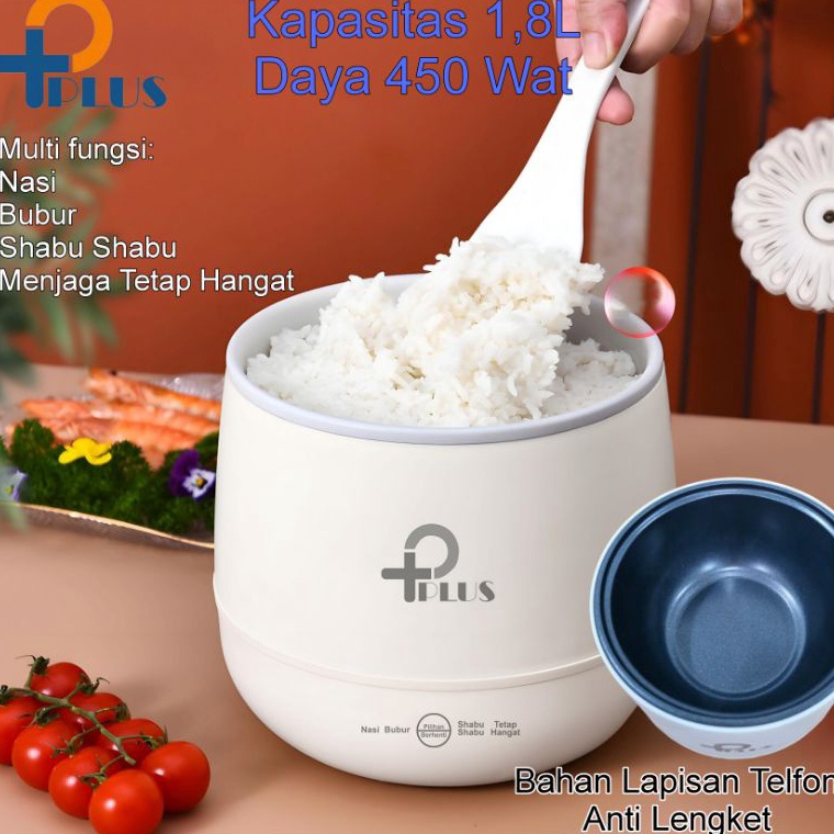 piaw -53 [ PPLUS ] Magic com mini 1,8 Liter Anti Lengket Serbaguna Rice cooker Panci Listrik 450Wat 