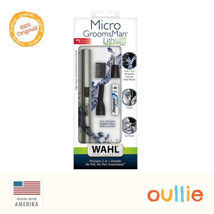 Wahl Micro GroomsMan Lithium Men's Personal Ear, Nose & Brow Trimmer
