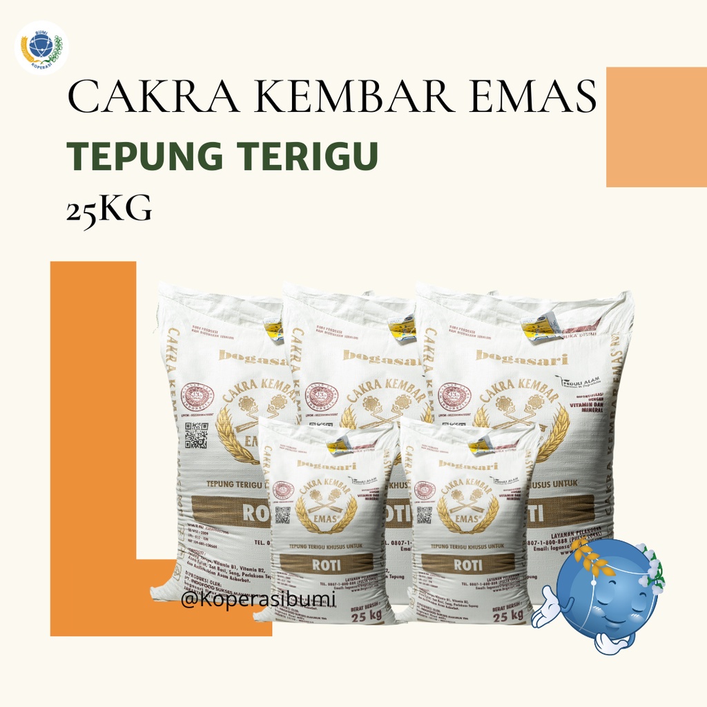 

Tepung Terigu Bogasari Cakra Kembar Emas 25 Kg