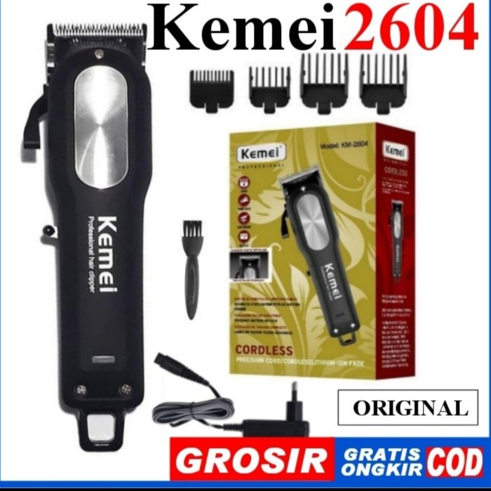 Alat Cukur Rambut Cas Hair Clipper Rechargeable Kemei KM 2604 ORIGINAL