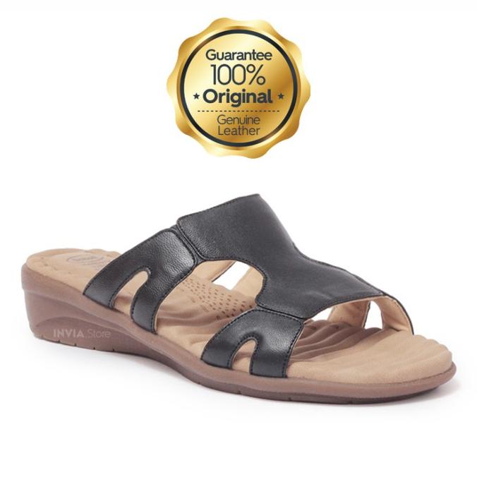 Sandal Kulit Scholl Elio Black Memory Cushion Massage 100% Original Berkualitas