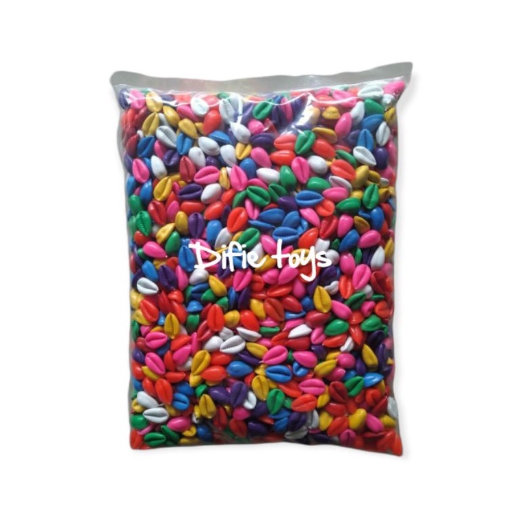 ✰JbE 500 gram kuwuk plastik warna biji congklak biji kerang plastik ✽ ➼
