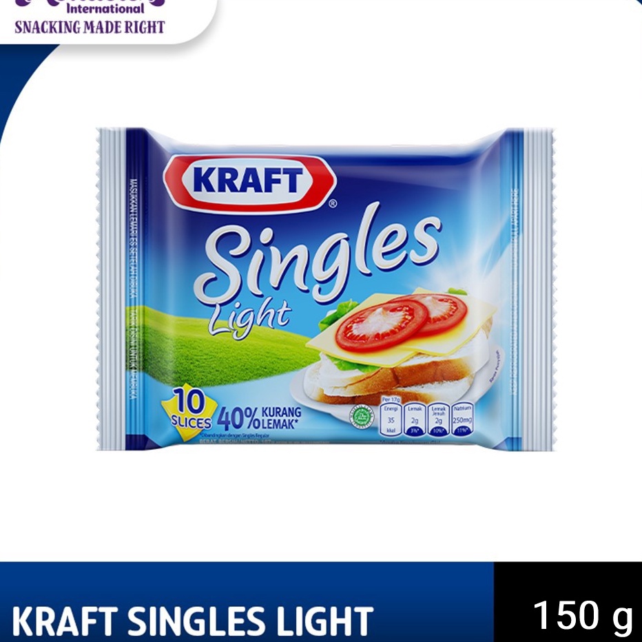 

➭➱✥❄ Kraft Keju Cheddar Singles Light 10 Slice 150g Untuk Burger dan Camilan Diskon