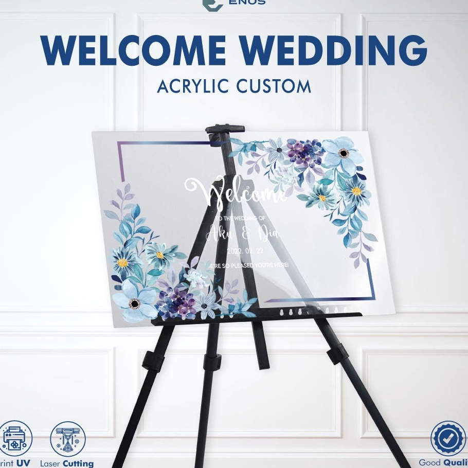 MALL WELCOME SIGN ACRYLIC WEDDING / WELCOME SIGN 60 ×40 CM  /WEDDING SIGN CUSTOM serbuuu 