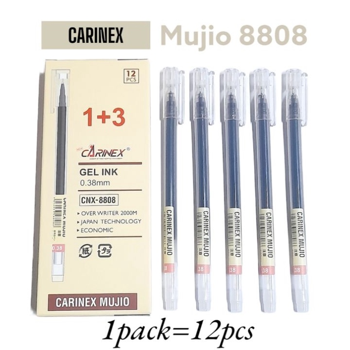

ZMWB0979 [PROMO MURAH!!!] BOLPEN CNX MUJIO PULPEN SEKOLAH KANTOR 0.38mm TRANSPARAN isi 12 pcs PENA CNX8808 MURAH