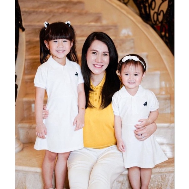 New Stock.. Baju Anak Perempuan Polo Dress Anak Little Warren Putih ( Kaos Polo Anak )