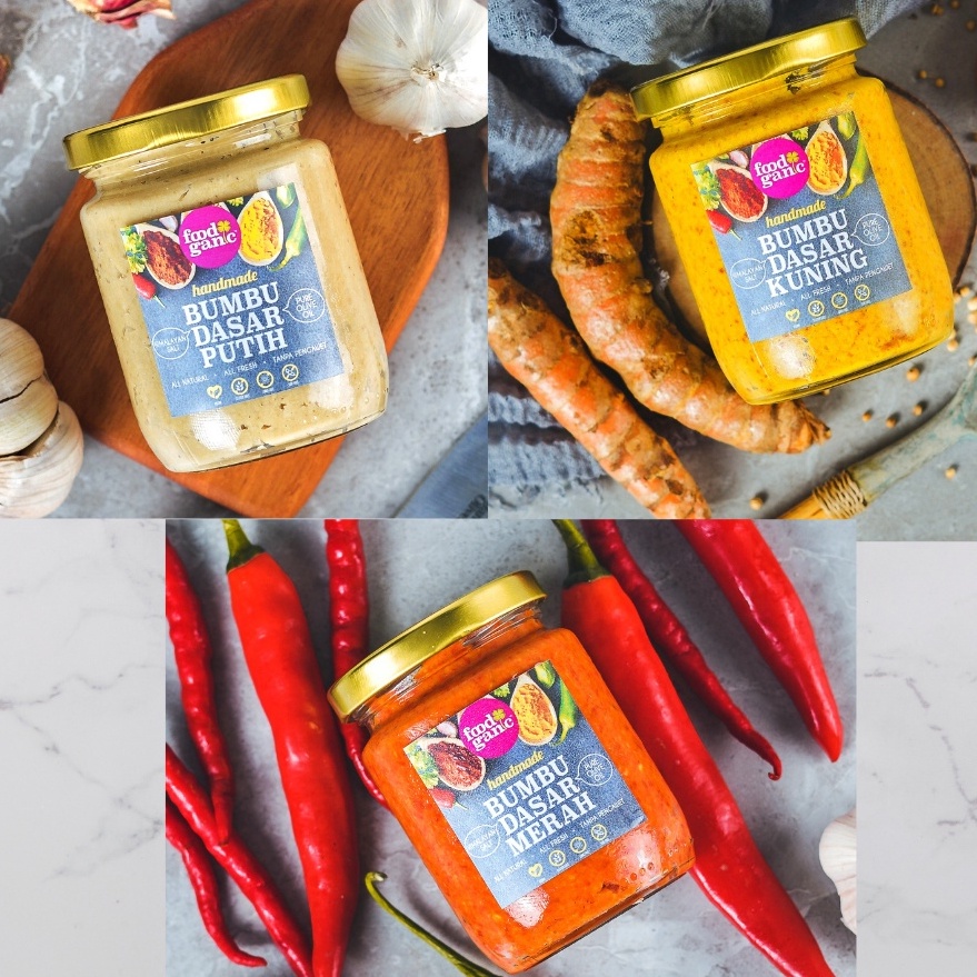 

➫➻❀✺ Bumbu dasar masak putih / merah / kuning botol kaca (Bisa MPASI Baby bayi) Bestseller