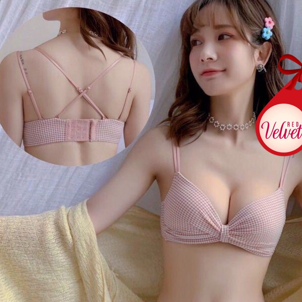 VIRAL RV® Bra Push Up BH Sexy Pakain Dalam Wanita Jepang Seksi Model Grid Kotak 1050