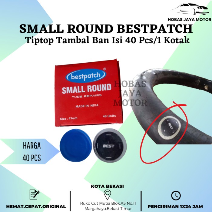 Tiptop Tambal Ban Bestpatch Small Round isi 40 Pcs