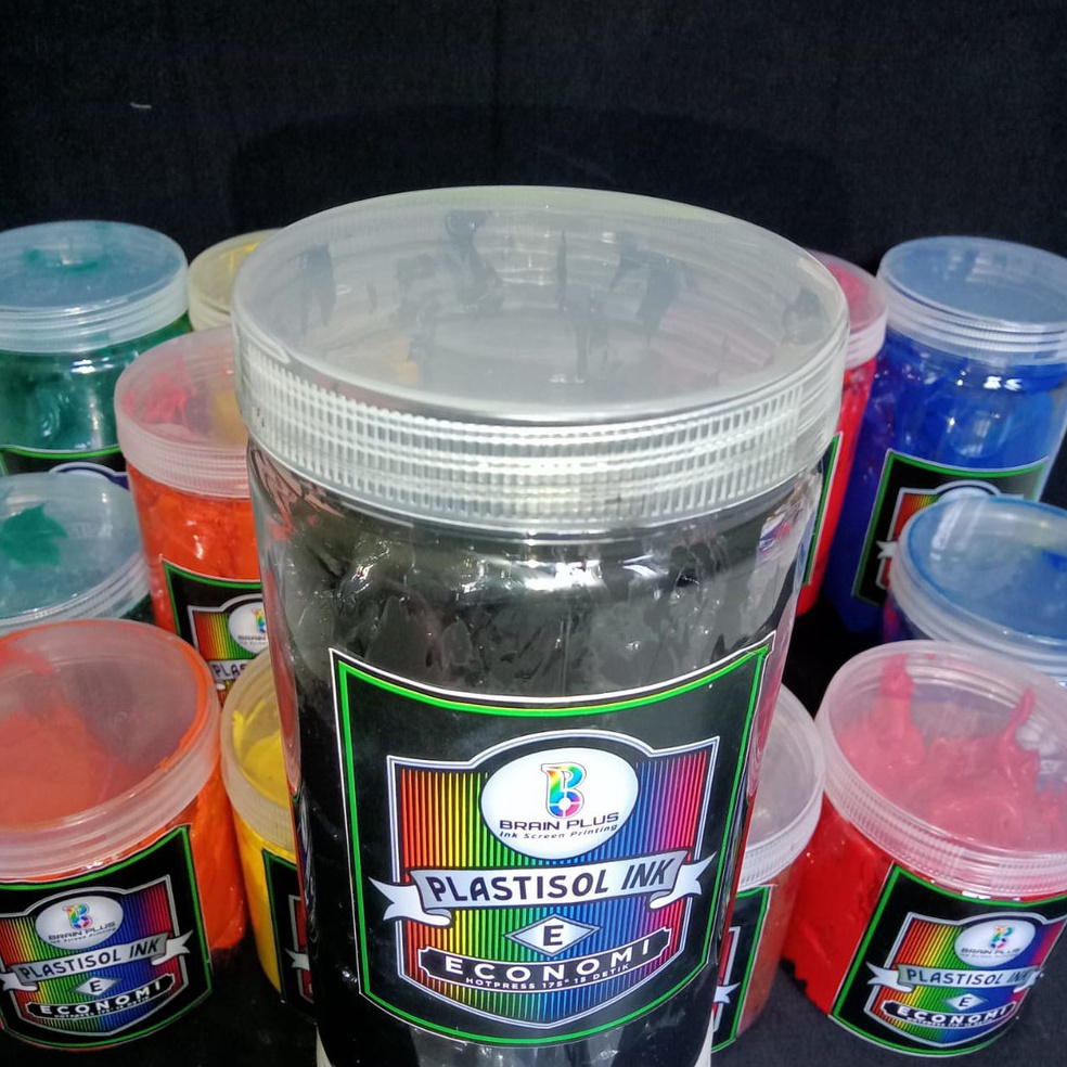 

Tinta Sablon PLASTISOL ECONOMY Brain Plus HITAM 1kg [ART. T3A9]